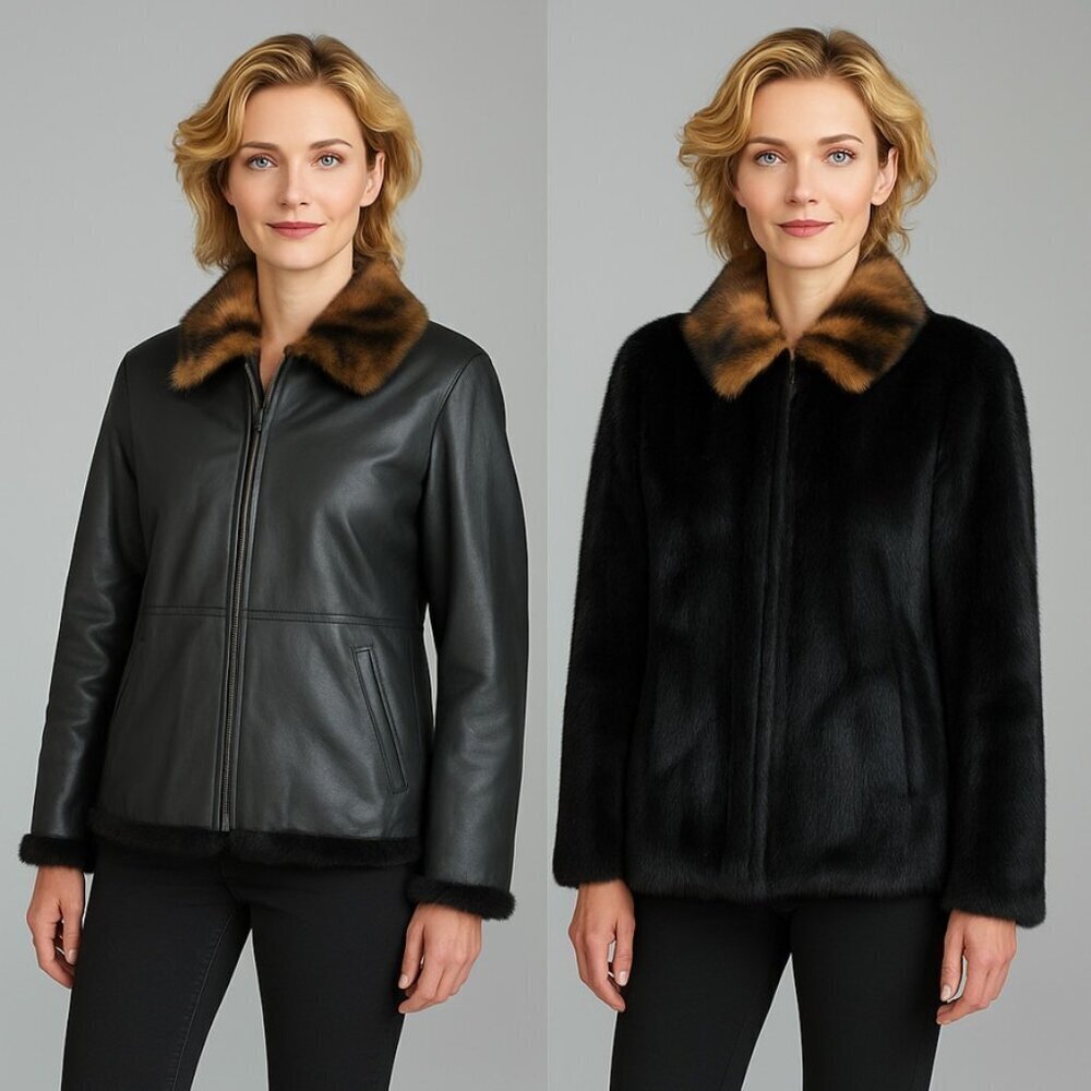 Wilsons Leather Black Reversible Jacket – Faux Fur & Leather – Women’s Size M